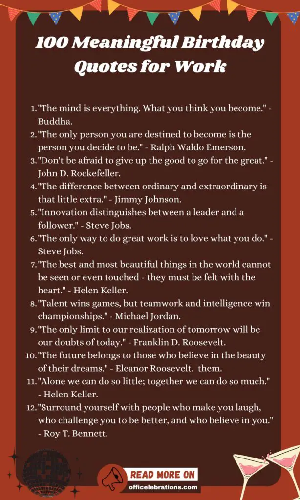100 Meaningful Birthday Quotes for Work to celebrate your coworkers, employees, Boss's Journey and their contribution 2 Birthday Quotes for Work